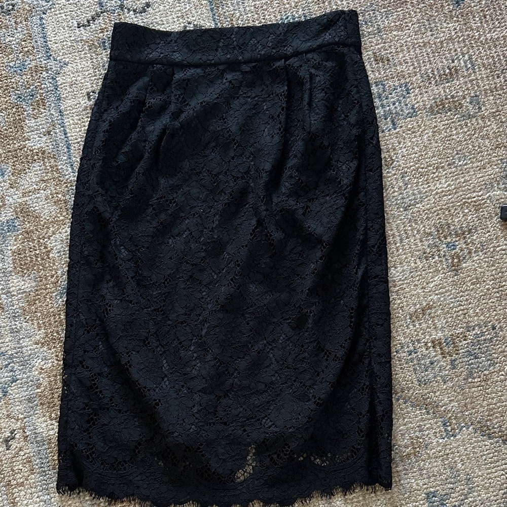 J. Crew Elegant Black Lace Pencil Skirt